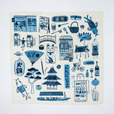 Blackwing Furoshiki in off-white, featuring a Japanese-inspired print with hues of light and dark blue